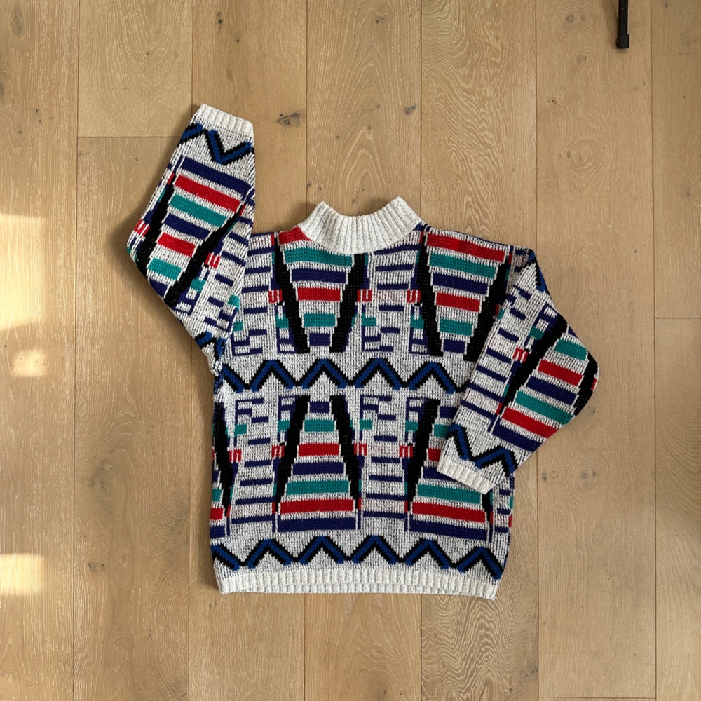 Vintage Geometric Knit Sweater - Multicolor